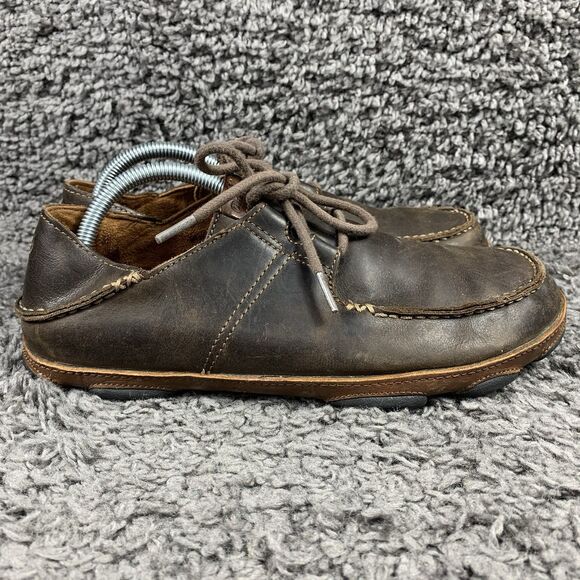 OluKai Ohana Lace Up Nubuck Men’s US Size 9 Brown Leather Shoes - Picture 3 of 8